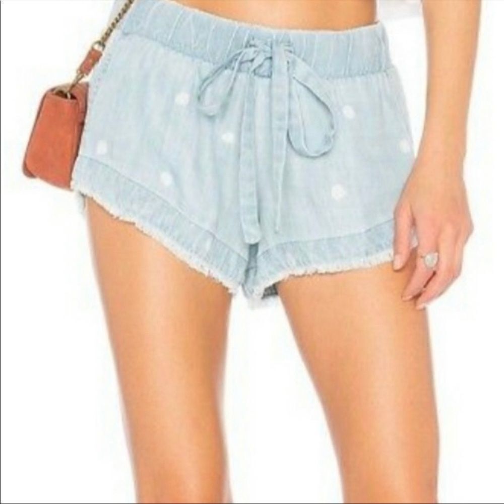 Cloth & Stone Chambray blue polka dot shorts